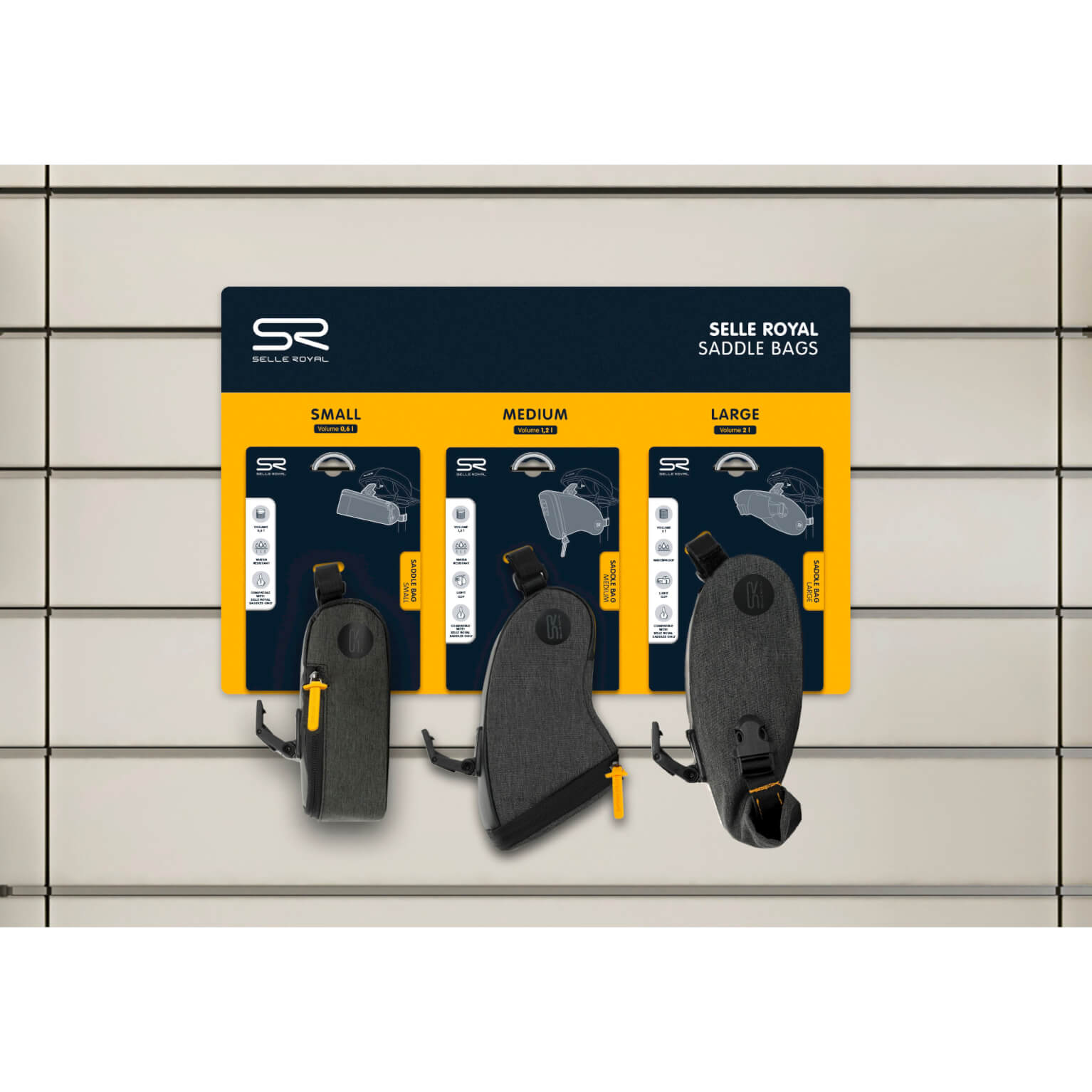 Selle Royal winkeldisplay incl. 9 zadeltassen
